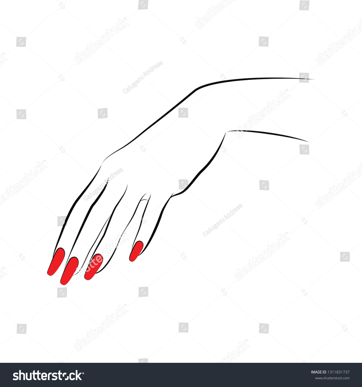 Hand Line Drawing Red Nails Stock Vector Royalty Free