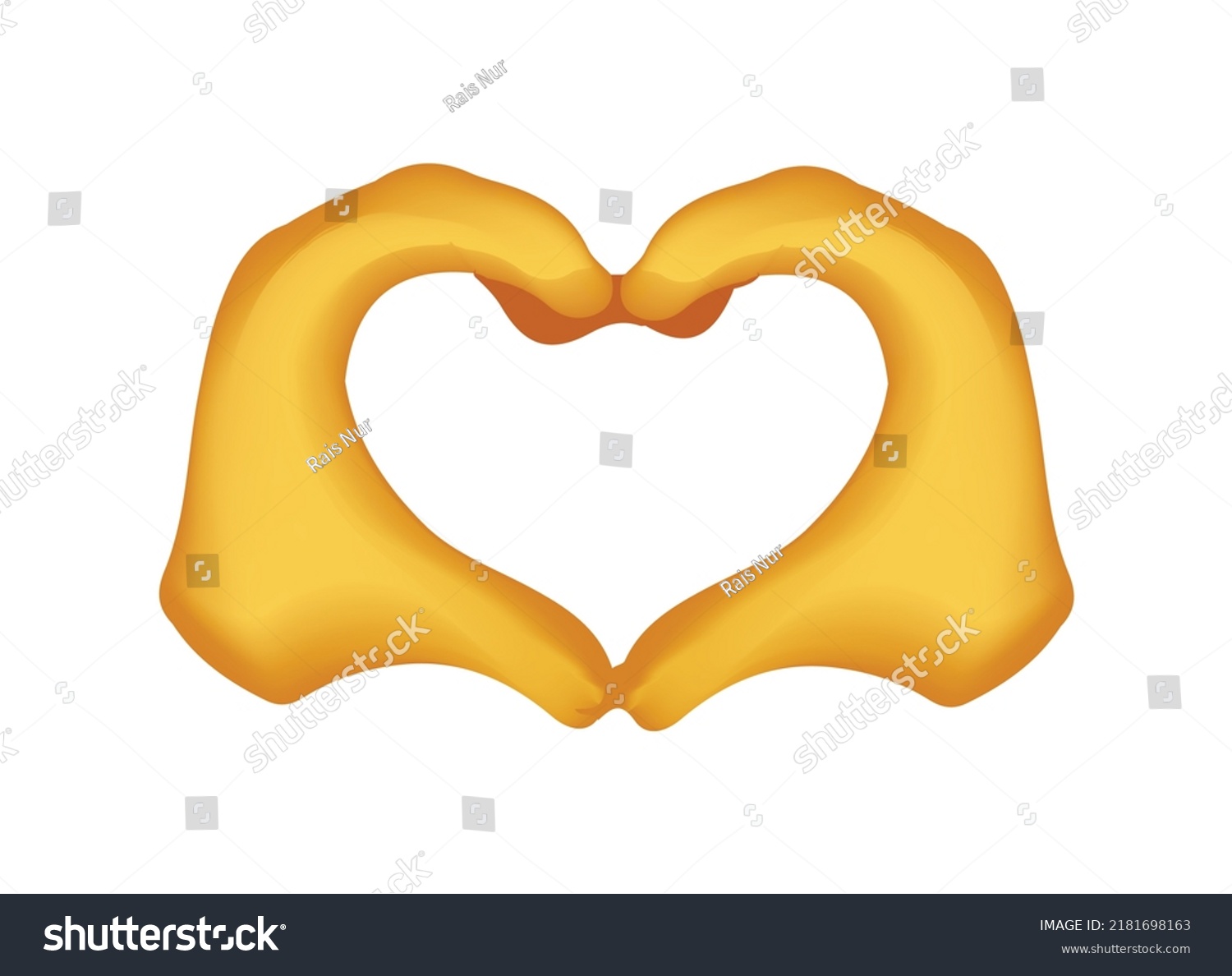 SVG of hand love logo symbol isolated white background vector hands yellow cartoon heart emoticons comment social media chat friend reactions, icon template element emoji character message svg