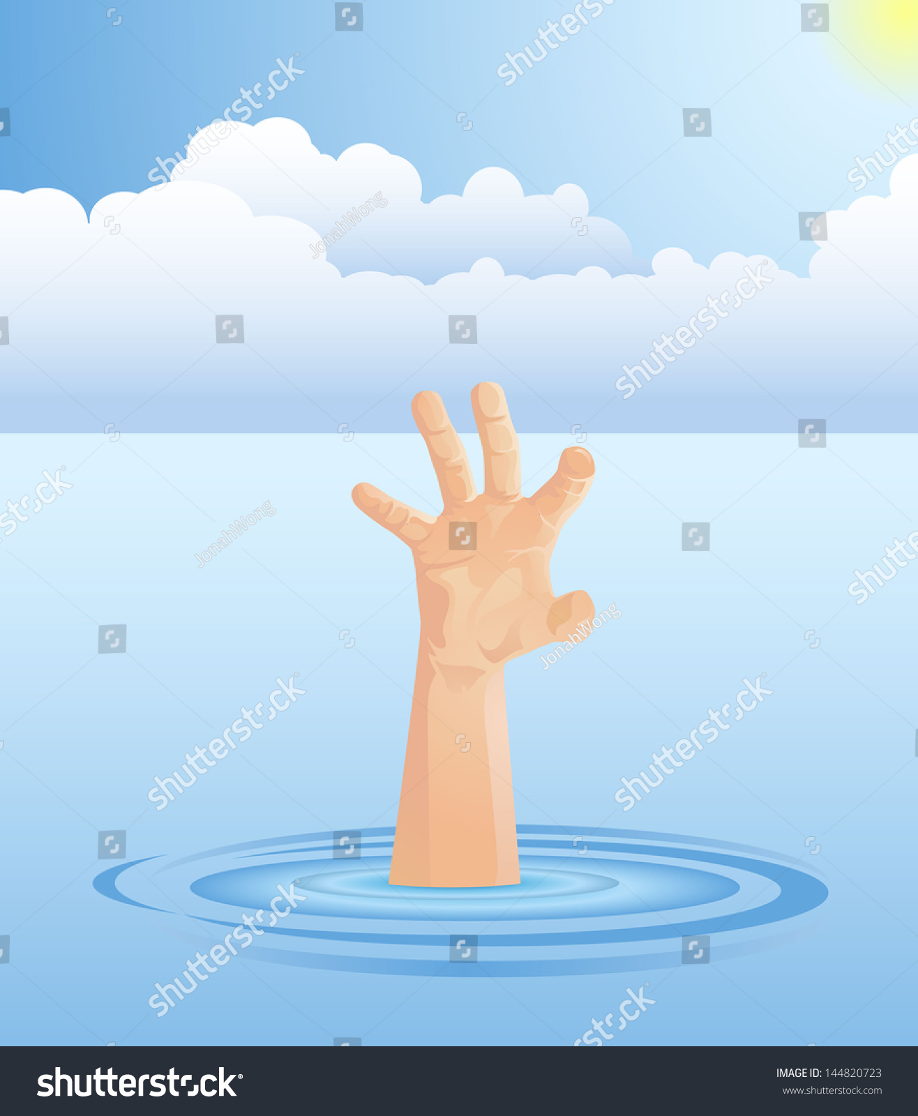 Hand Of Person Drowning Stock Vector 144820723 : Shutterstock