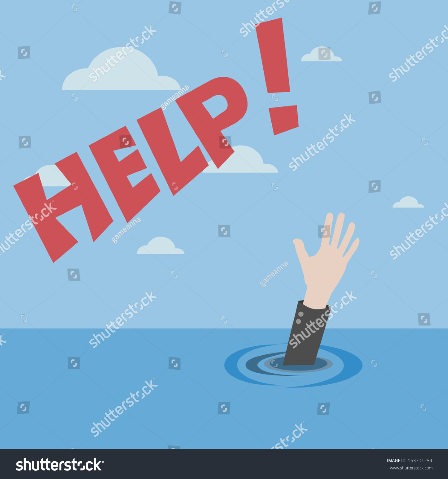 Hand Of Person Drowning Stock Vector Illustration 163701284 : Shutterstock