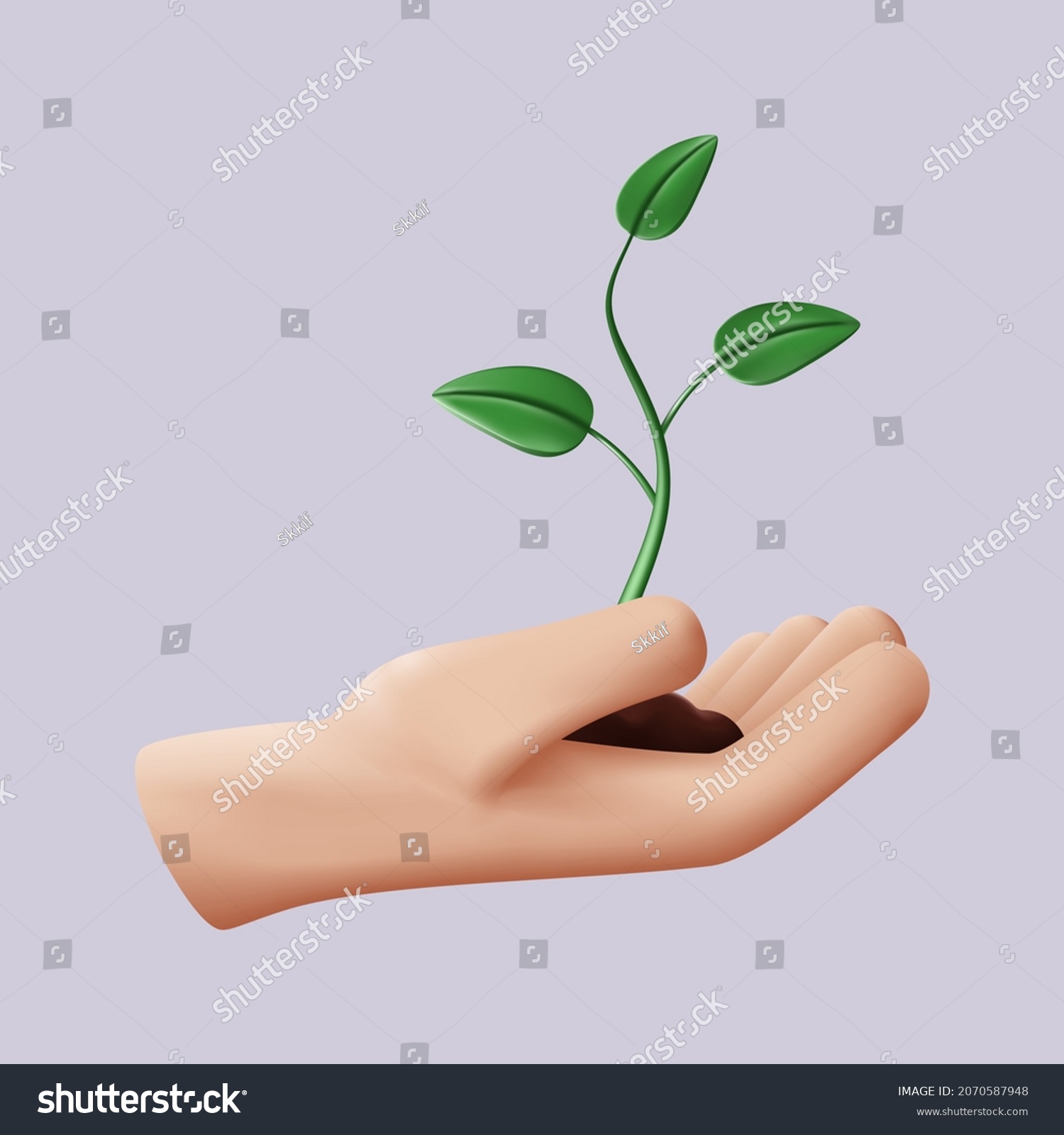 Hand Open Palm Holds Sprout Concept Stock Vector Royalty Free 2070587948