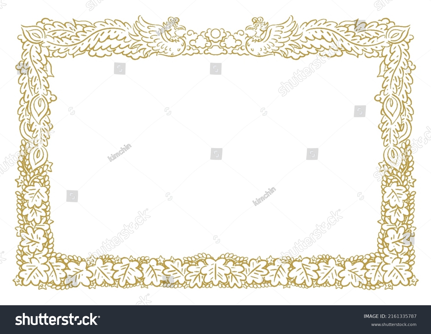 Handpainted Certificate Certificate Template Frame Stock Vector ...