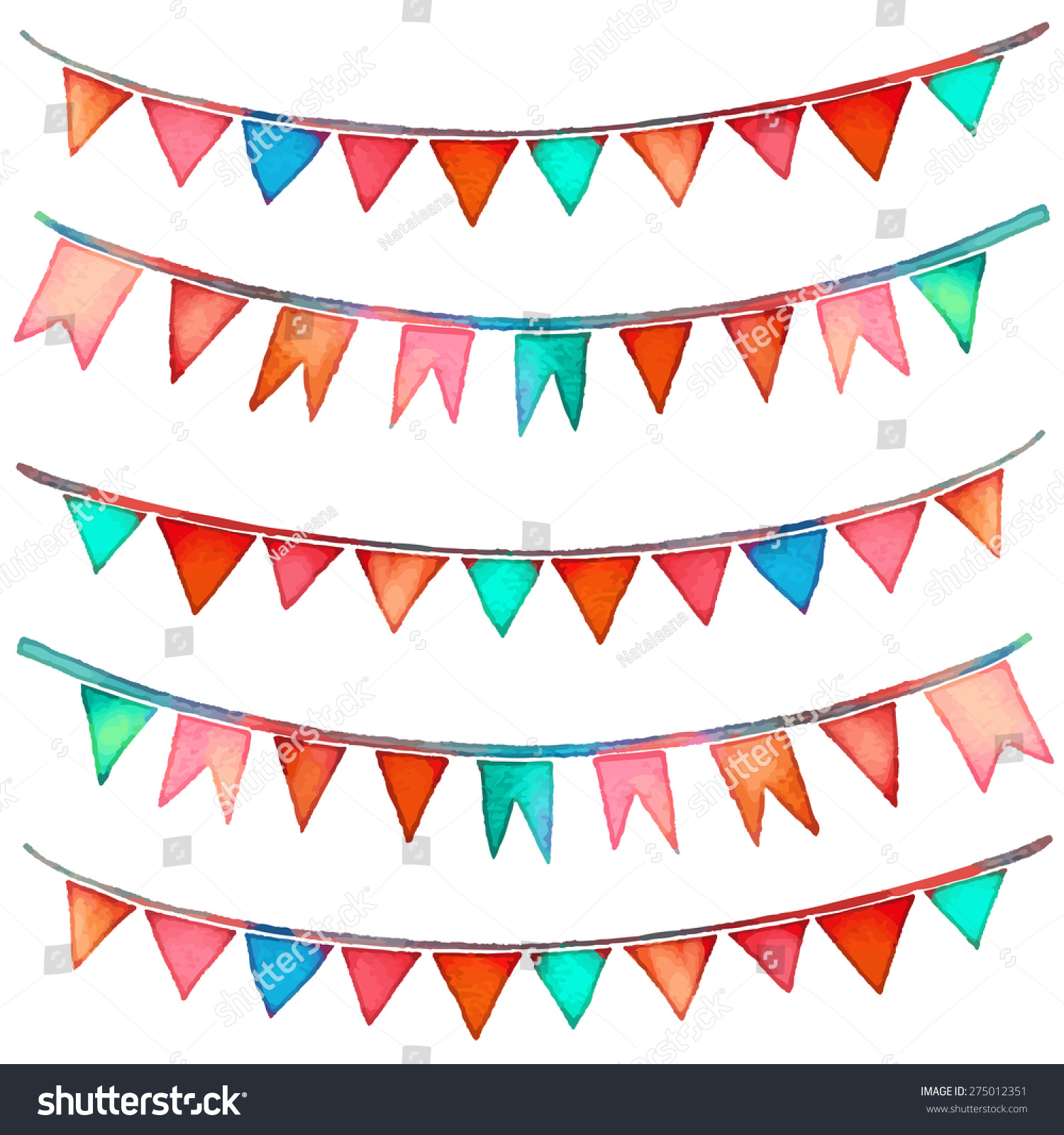 Hand Painted Watercolor Colorful Flags Set Stock Vector (Royalty Free ...