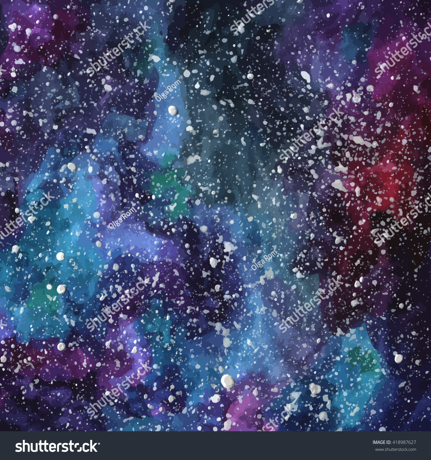 Download Hand Painted Watercolor Cosmic Texture Stars Stock Vector ...