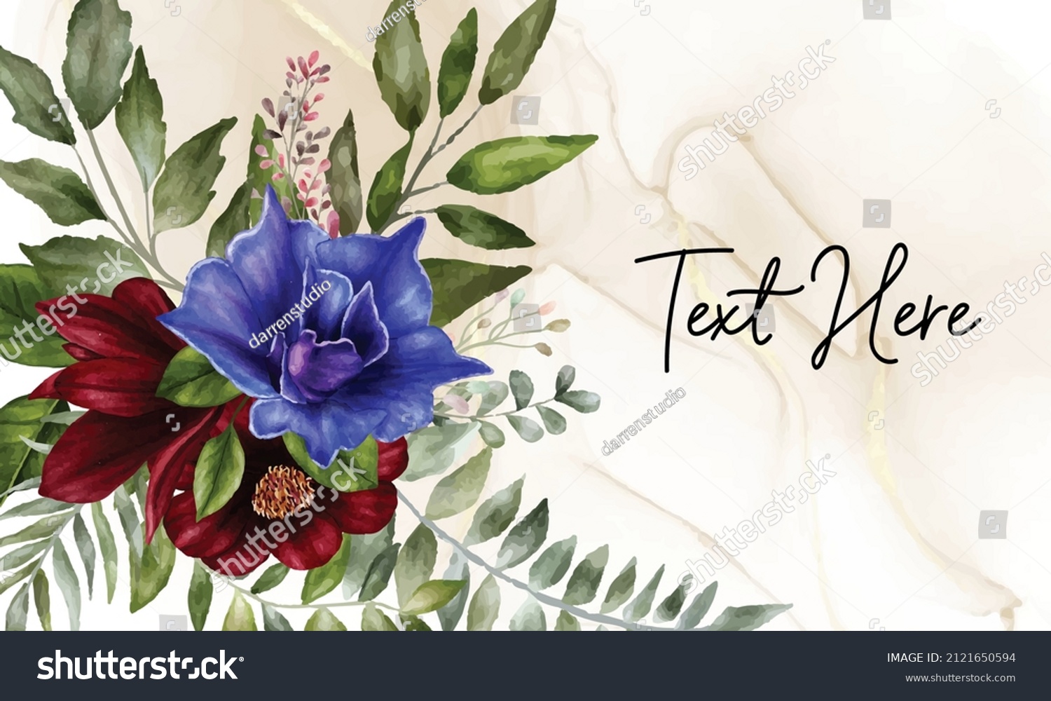 Hand Painted Watercolor Flower Background Stock Vector (Royalty Free