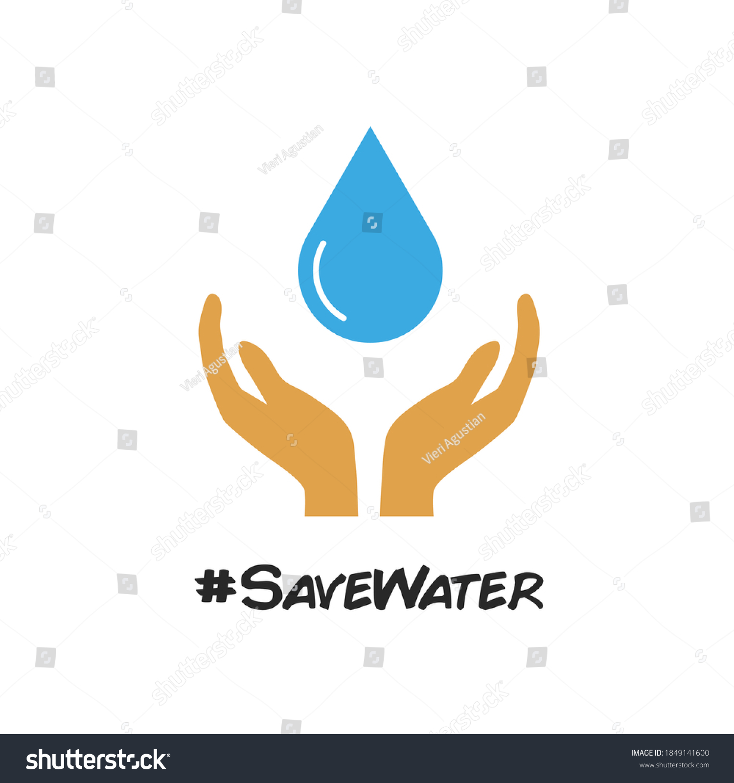 Hand Palm Vector Water Drop Vector Stock Vector (Royalty Free ...