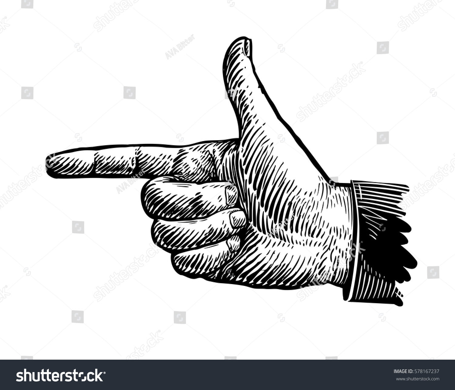 Hand Pointing Finger Sketch Vector Illustration Stock Vector (royalty 