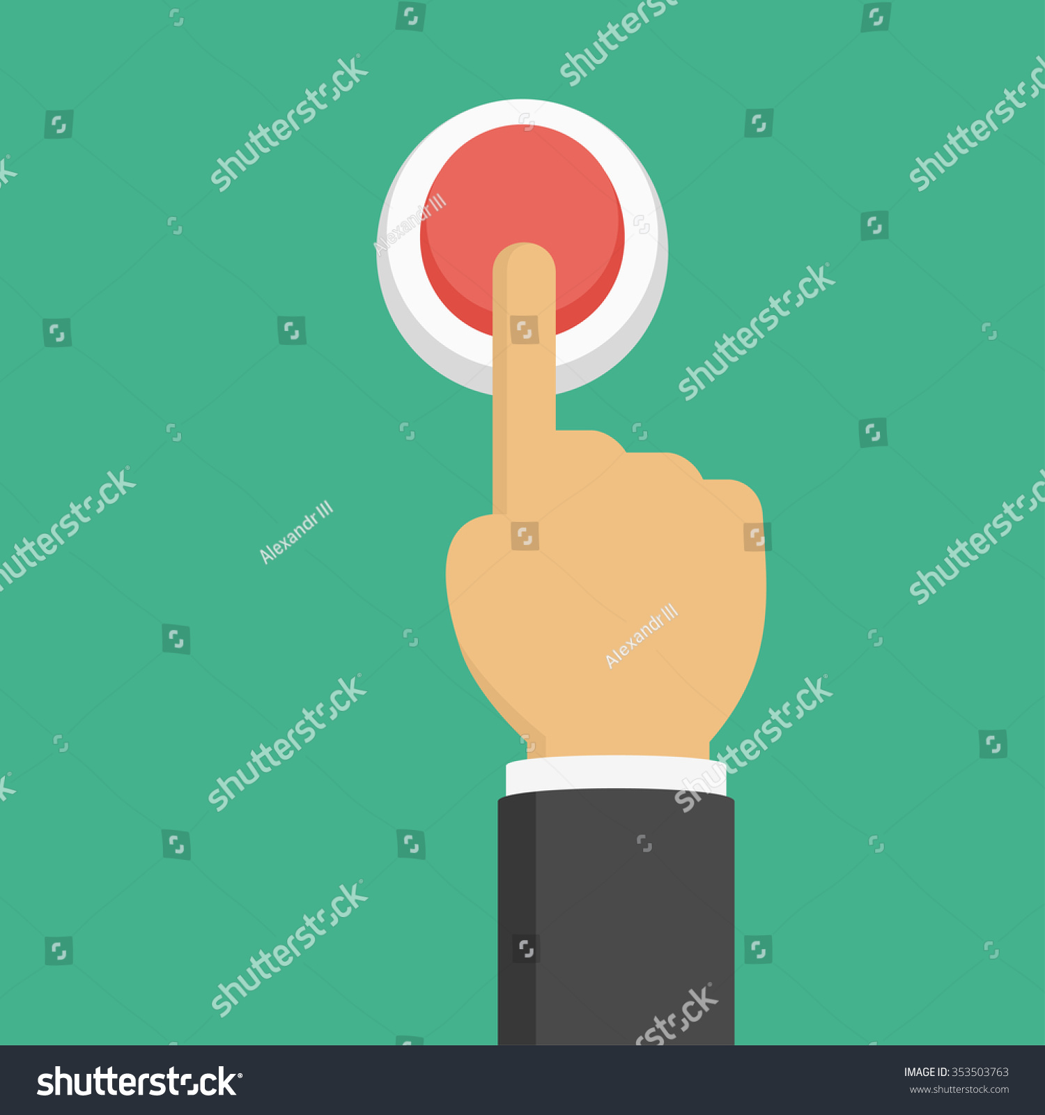 Hand Pressing Red Button Top View Stock Vector 353503763 - Shutterstock