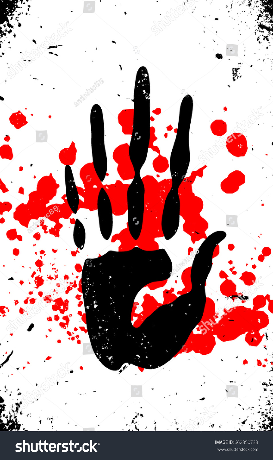 Hand Print Blood Splatter Murder Concept Stock Vector (Royalty Free ...