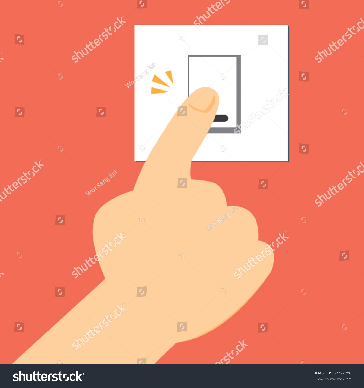 Hand Pushing On Electric Button Switchvector Stock Vector 367772786 ...