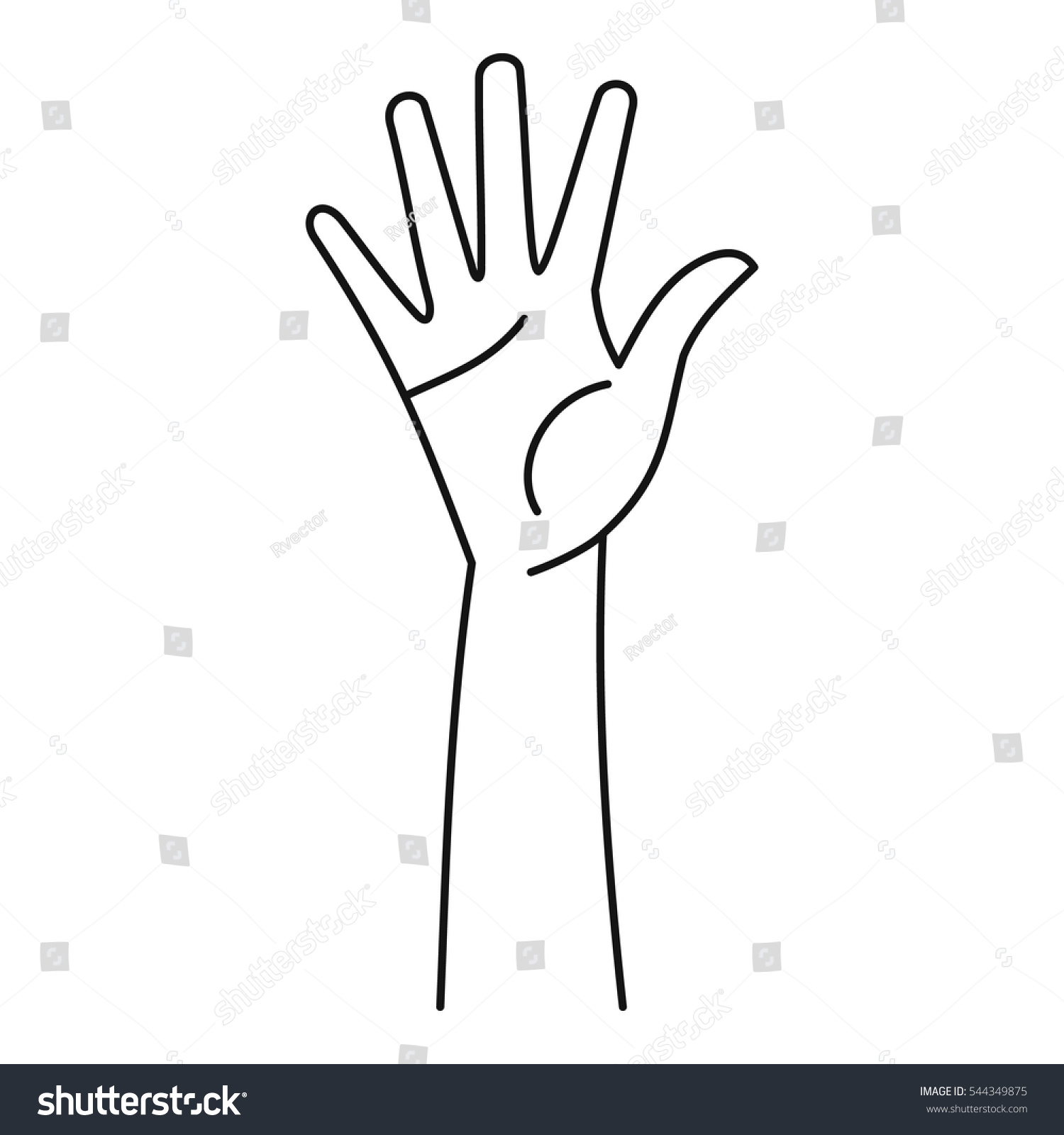 Hand Raised Icon Outline Illustration Hand Stock Vector (Royalty Free ...