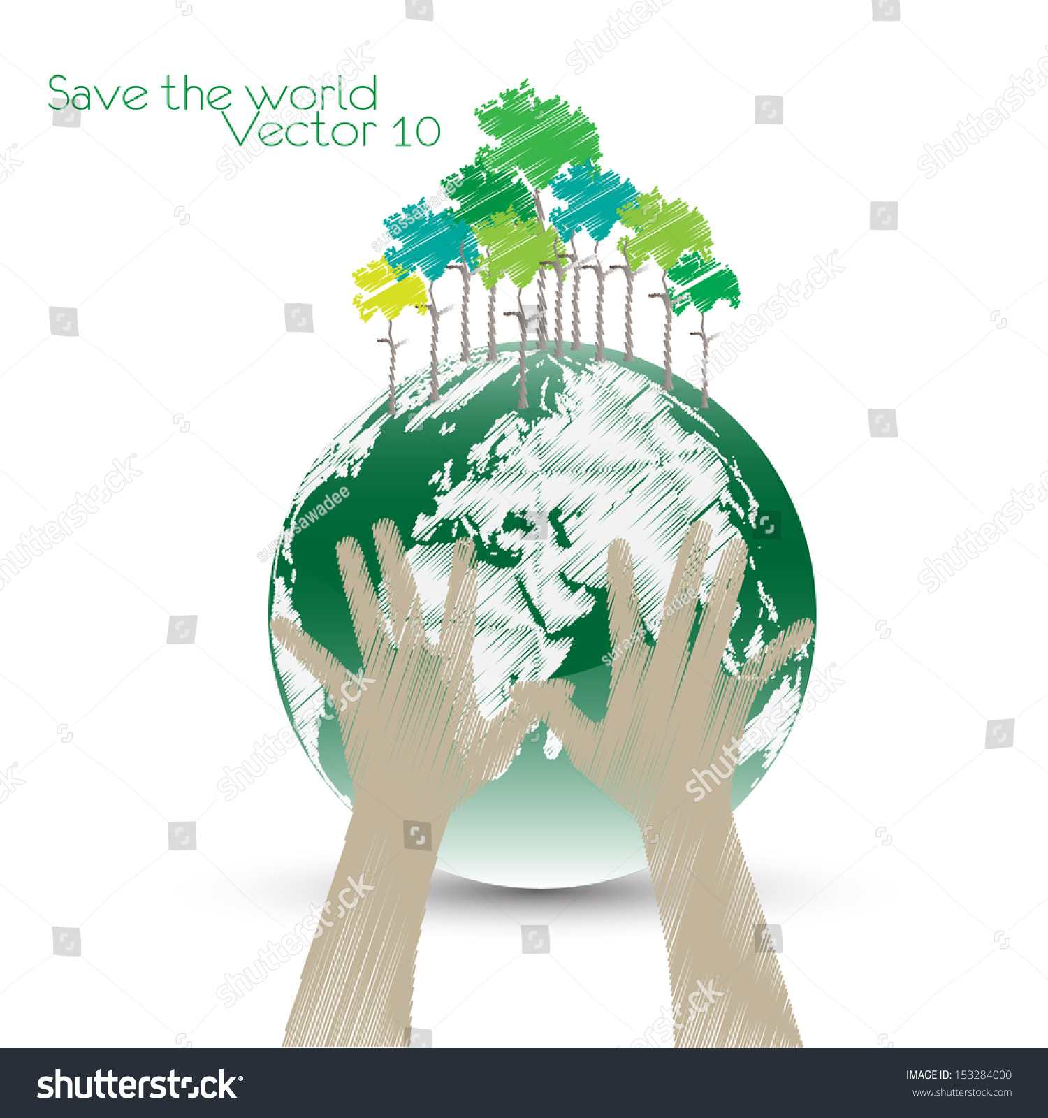 Hand Save Earth Conceptual Vector Illustration Stock Vector 153284000 ...