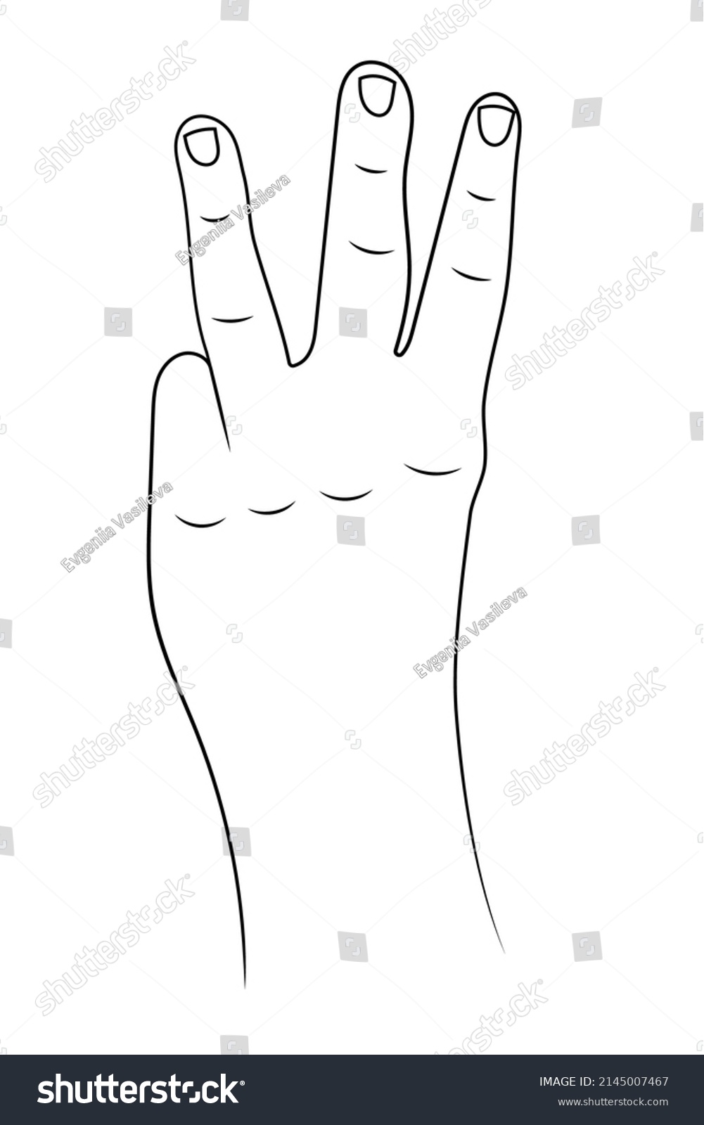 Hand Shows Number Three Sketch Illustration Stock Vector (Royalty Free ...