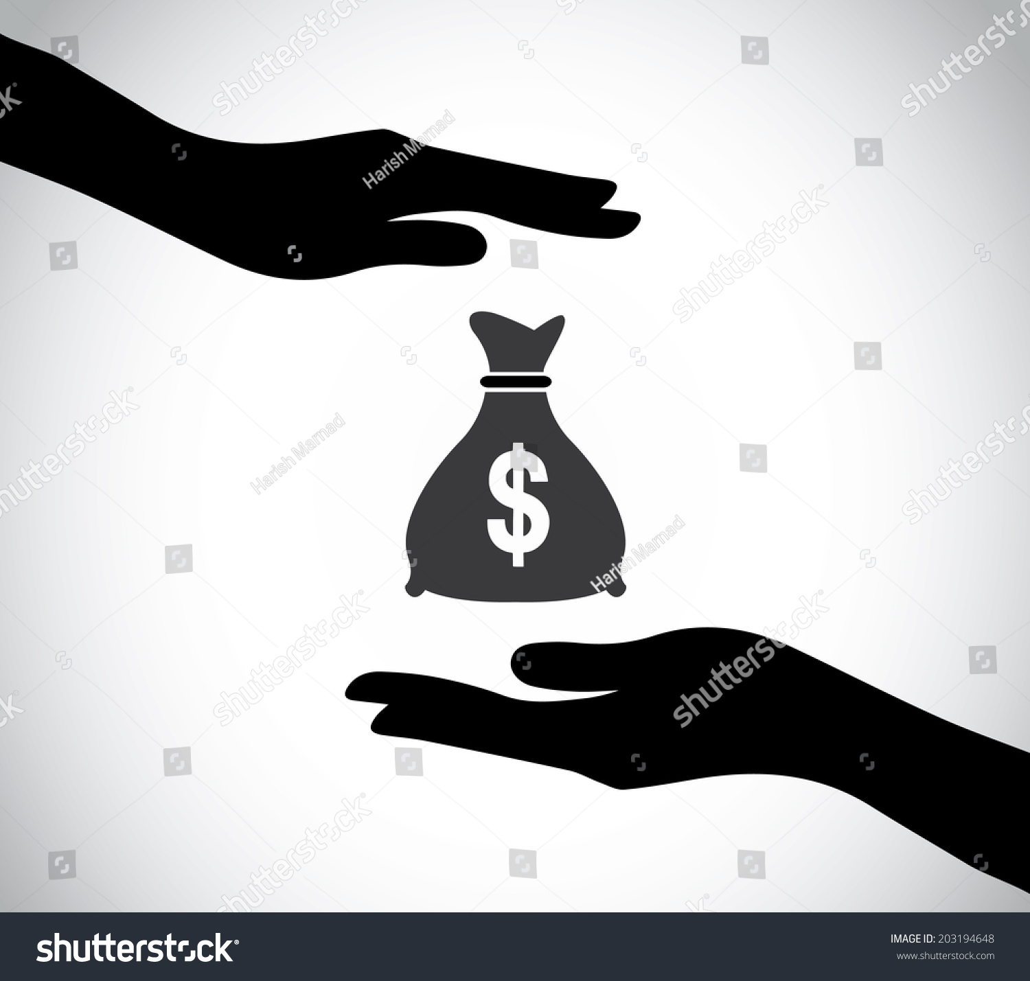 Hand Silhouette Protecting Dollar Money Bag Stock Vector (Royalty Free ...