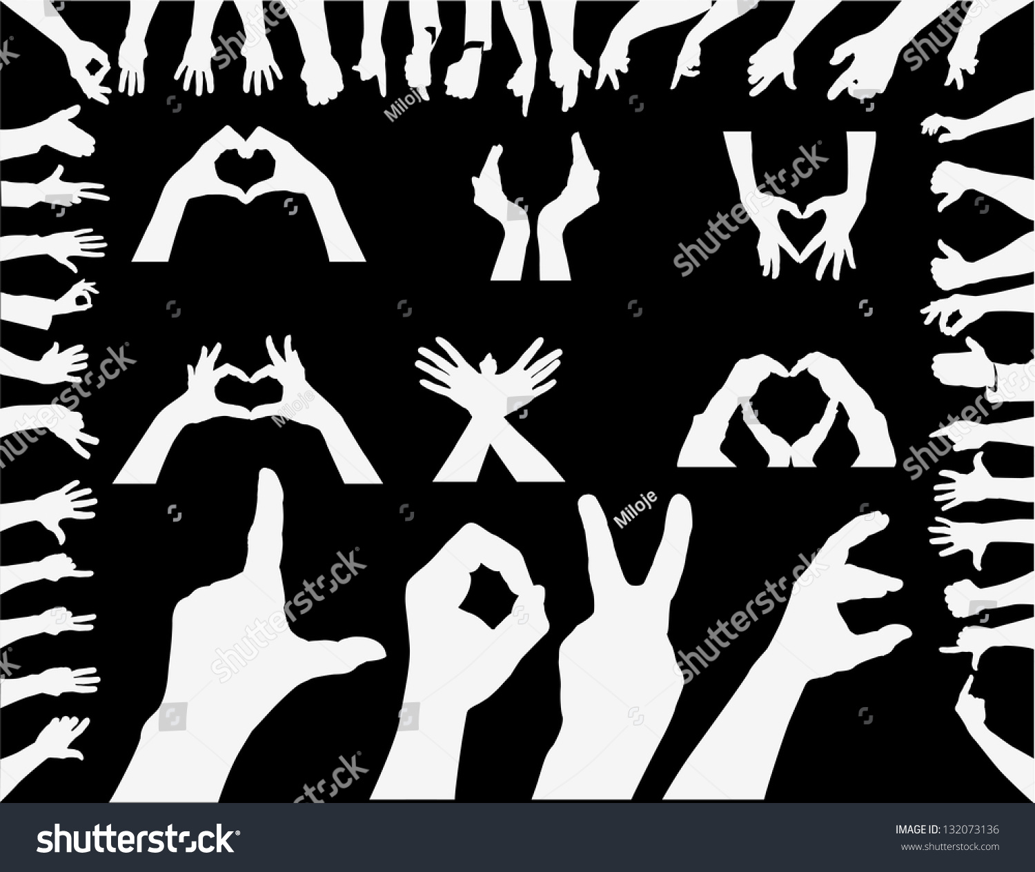 Hand Silhouettes Stock Vector Illustration 132073136 : Shutterstock