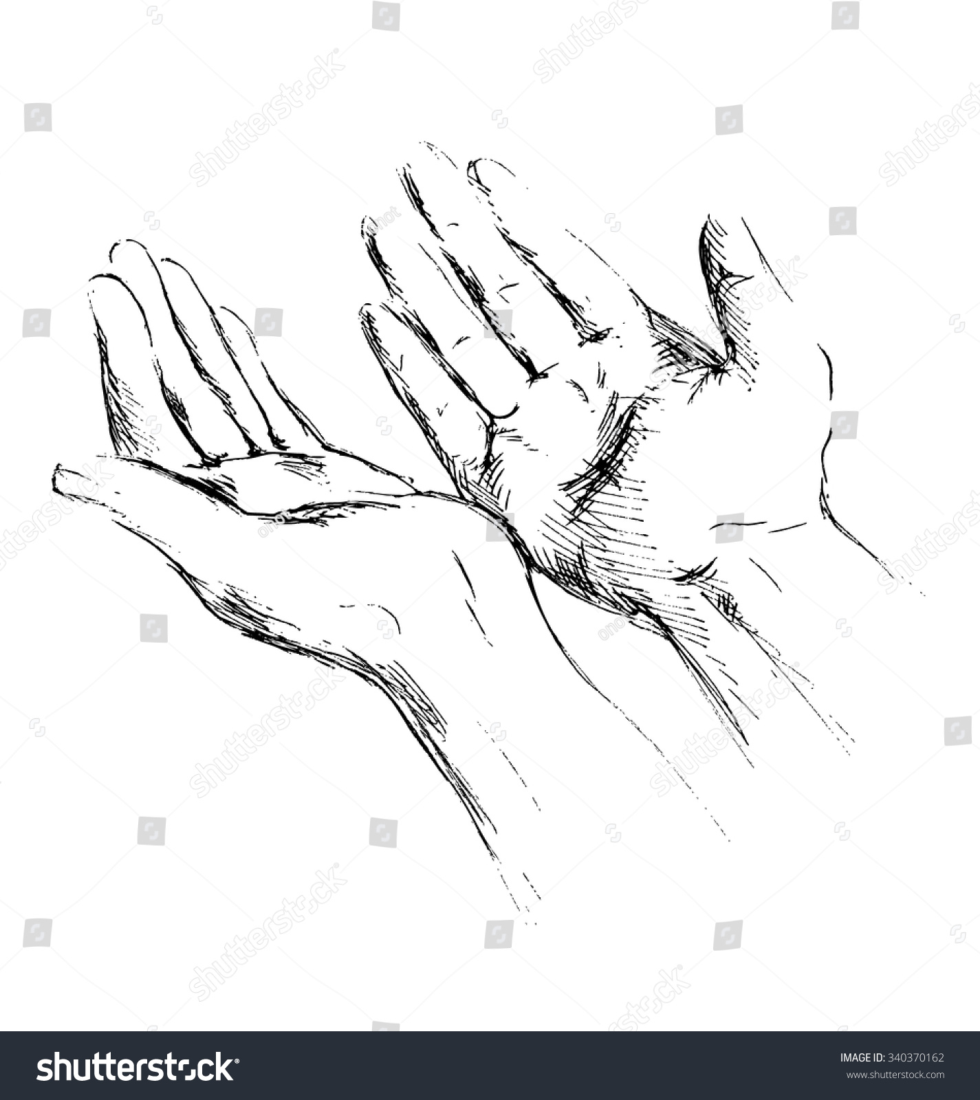 Hand Sketch Begging Hands Stock Vector (Royalty Free) 340370162