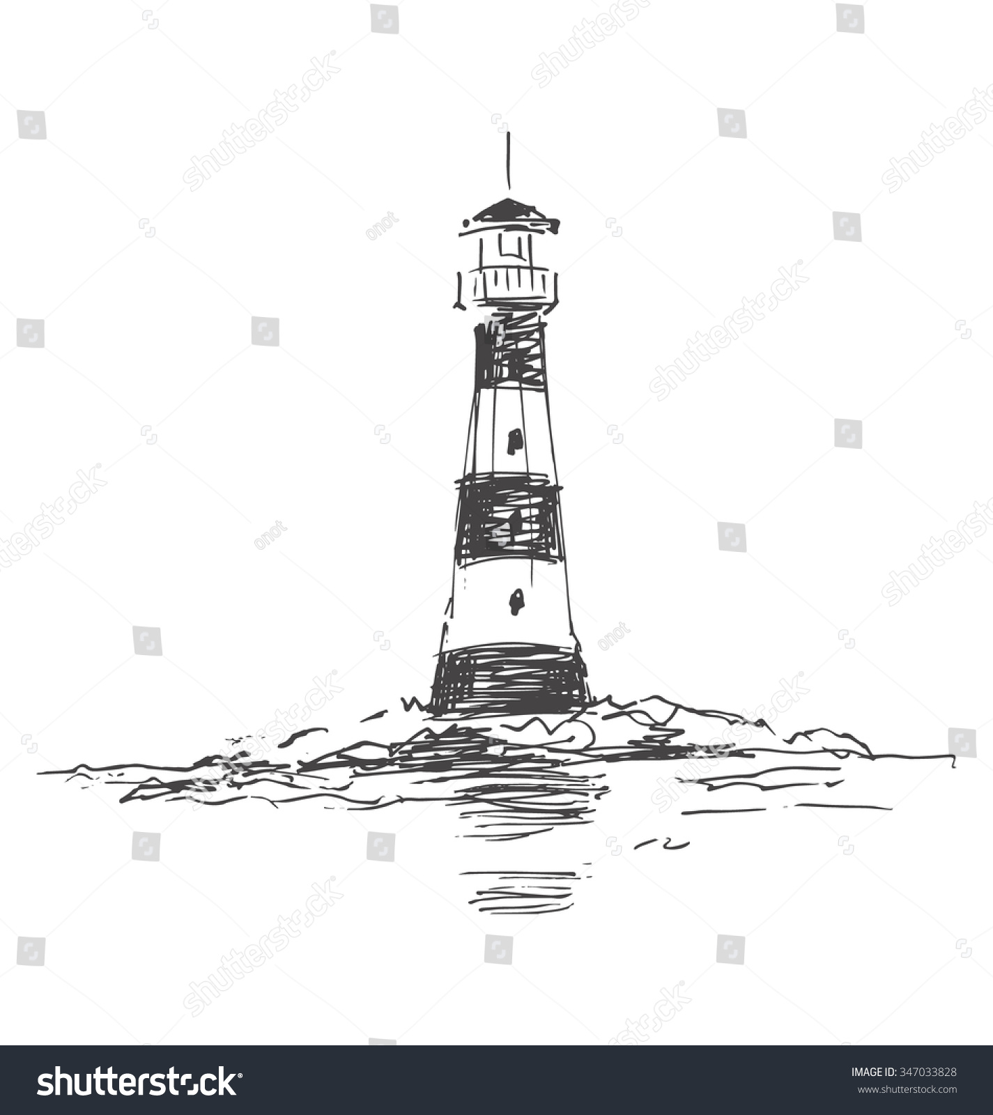 Hand Sketch Lighthouse Stock Vector 347033828 Shutterstock