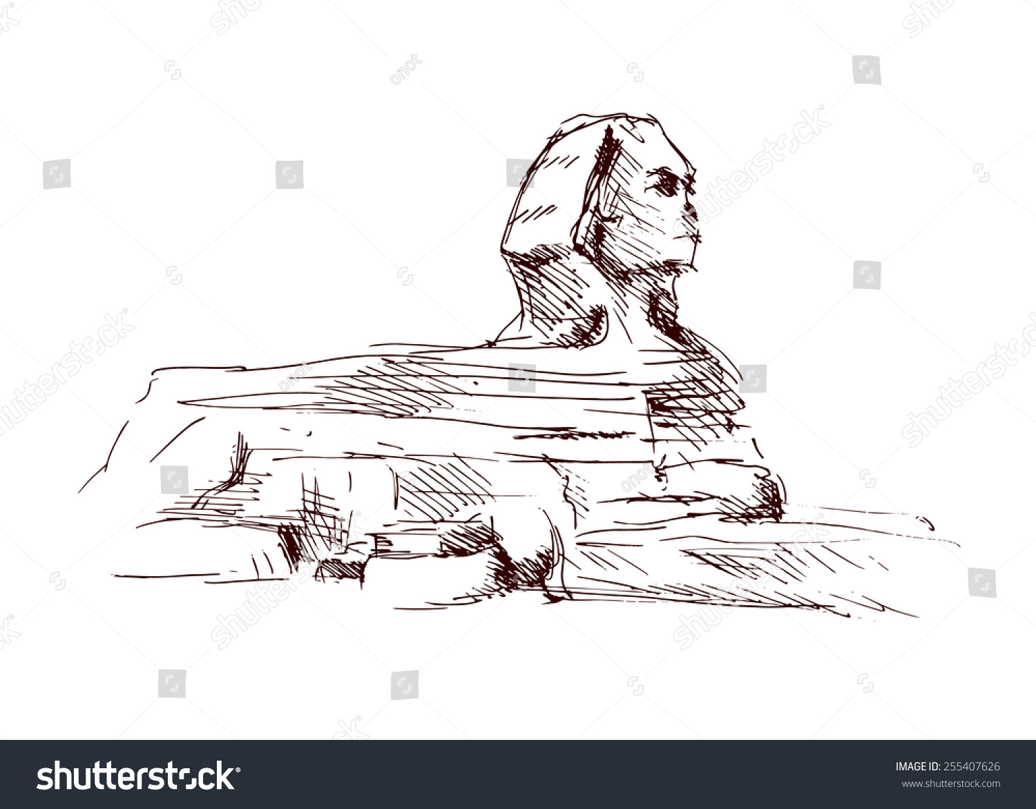 Hand Sketch Sphinx Vector Illustration Stock Vector (Royalty Free