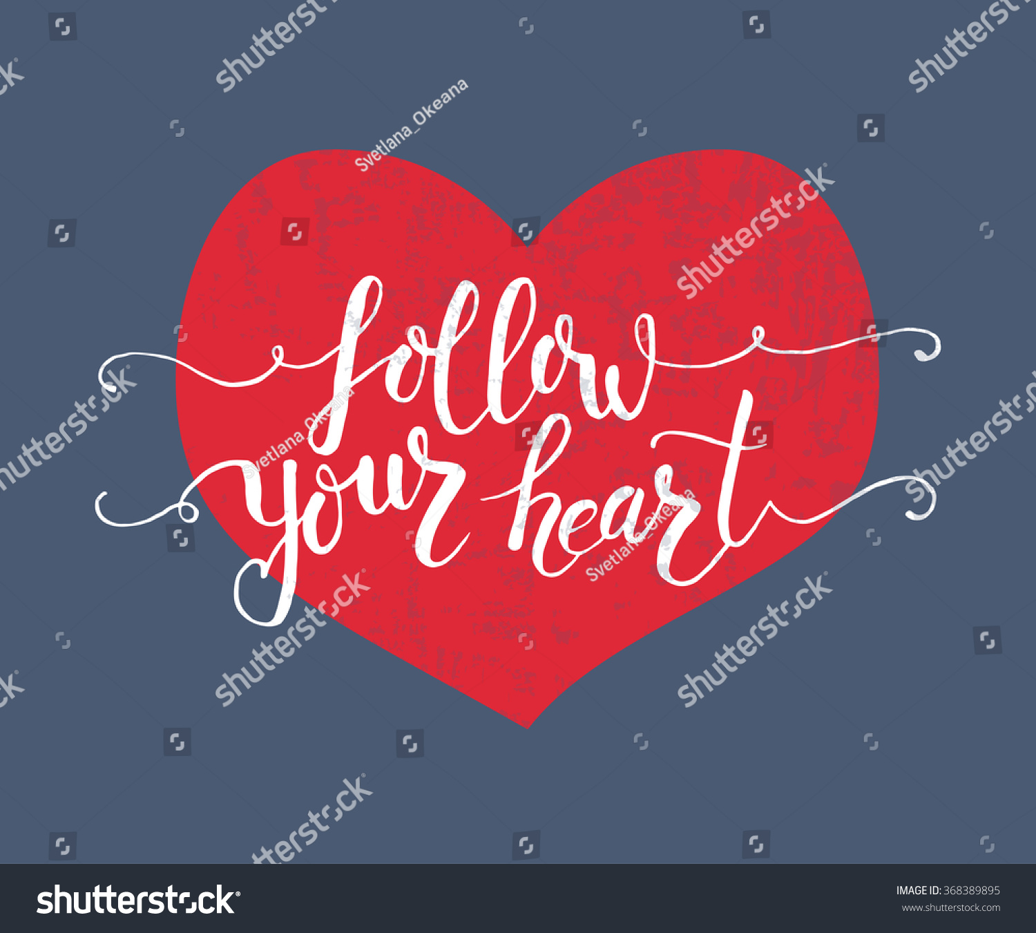 Hand sketched Follow Your Heart text as Valentines Day logotype badge icon Romantic