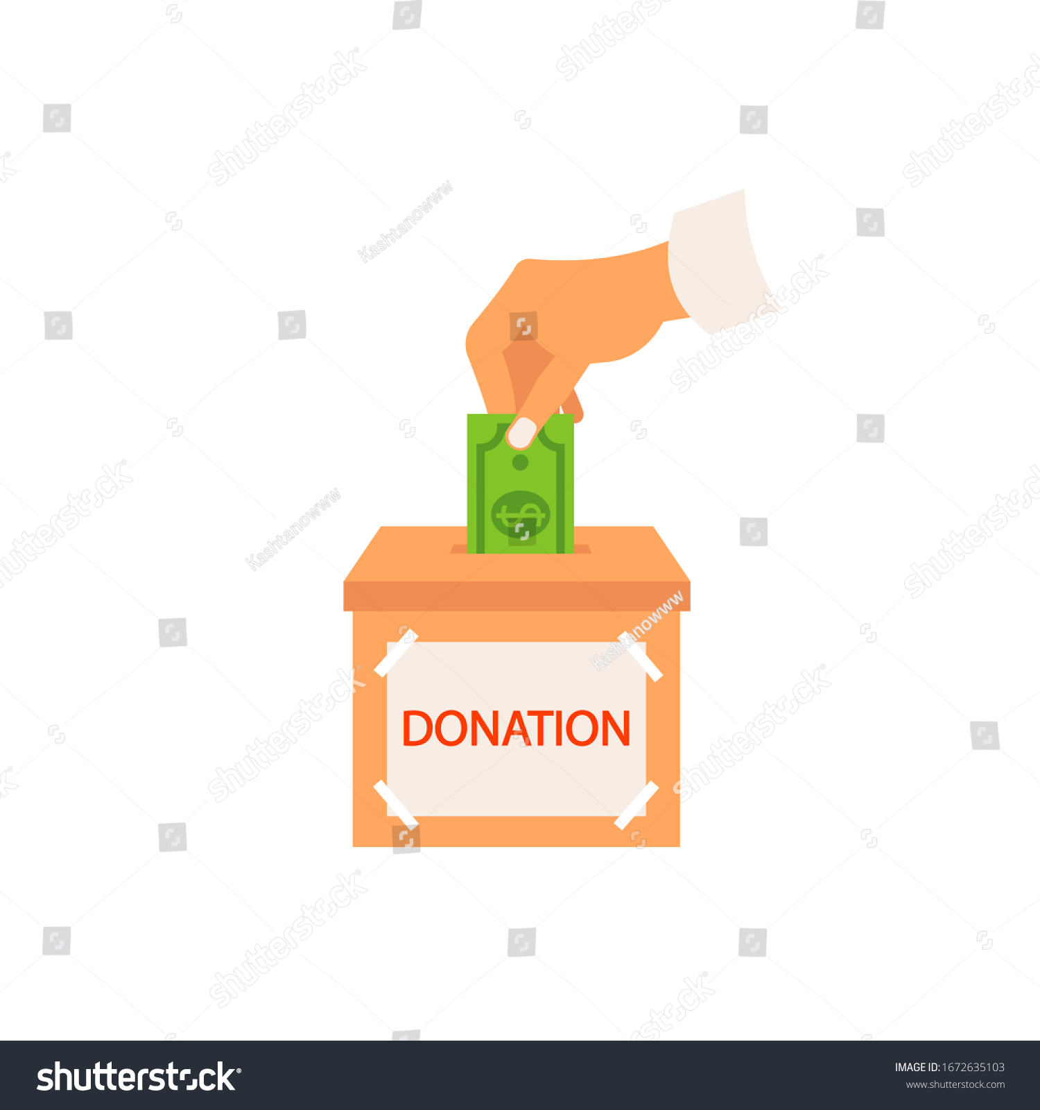 Hand Throws Money Into Donation Box Stock Vector (Royalty Free ...