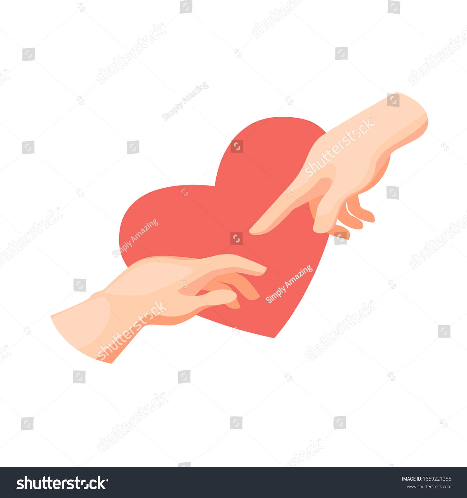 Hand Hand Love Hand Creation Adam Stock Vector Royalty Free