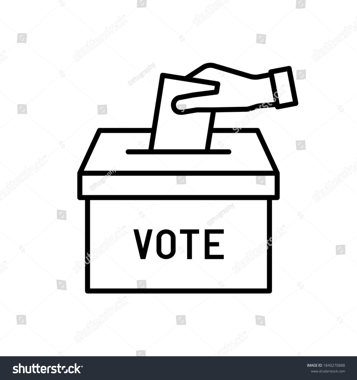 Hand Voting Ballot Box Sign Vector Stock Vector (Royalty Free ...