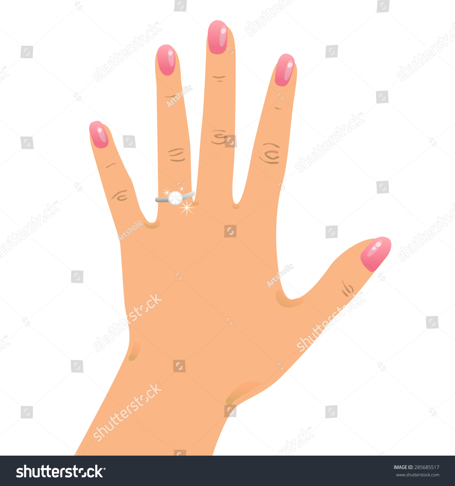 SVG of Hand wearing engagement ring and wedding ring. svg
