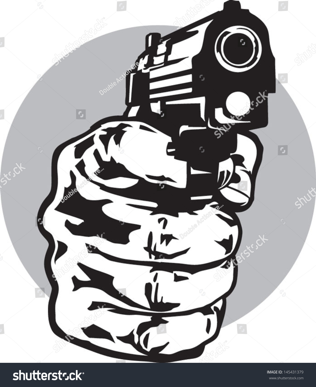 Hand With A Pistol Stock Vector Illustration 145431379 : Shutterstock