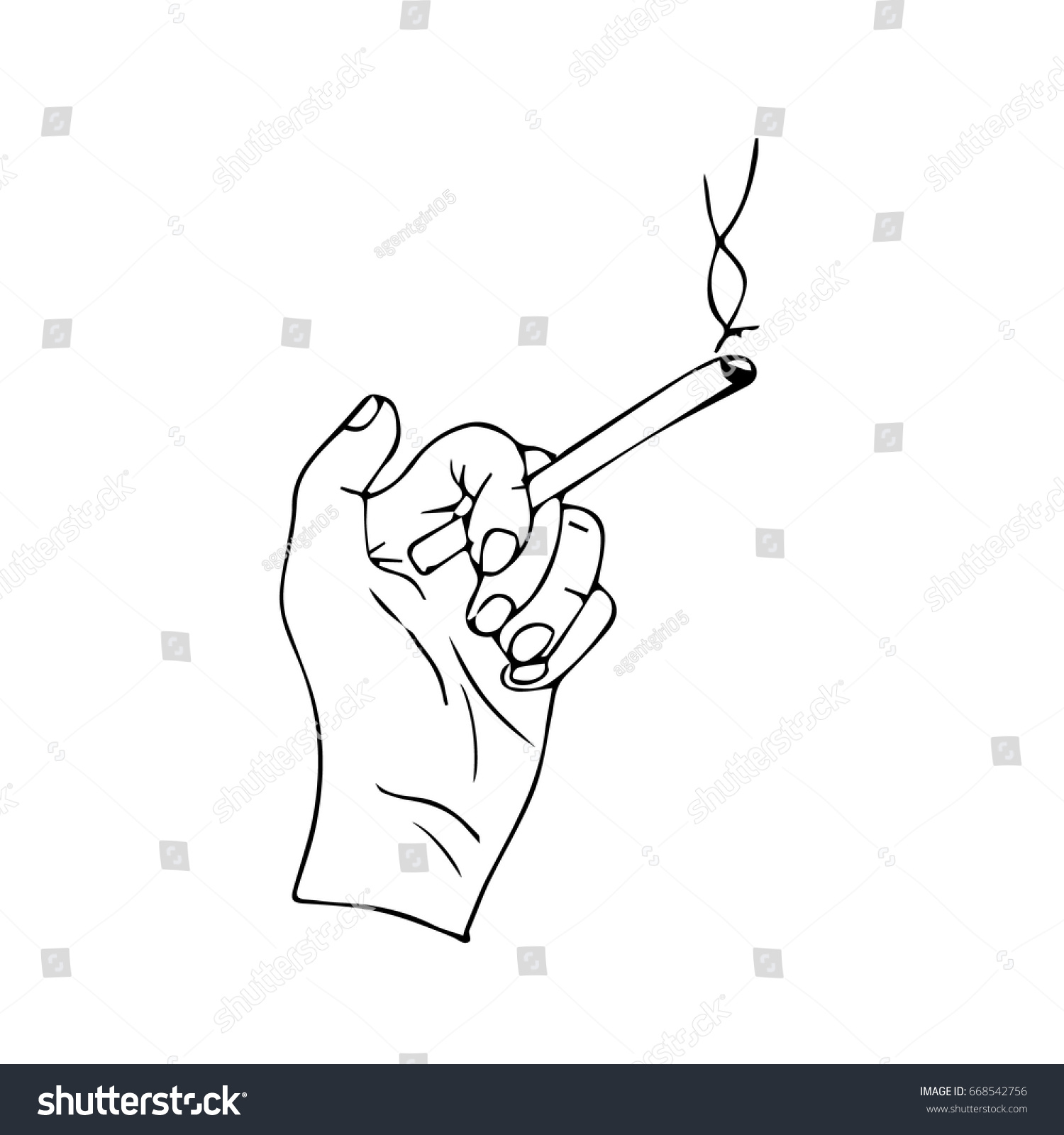 Hand Cigarette On White Background Vector Stock Vector 668542756 ...