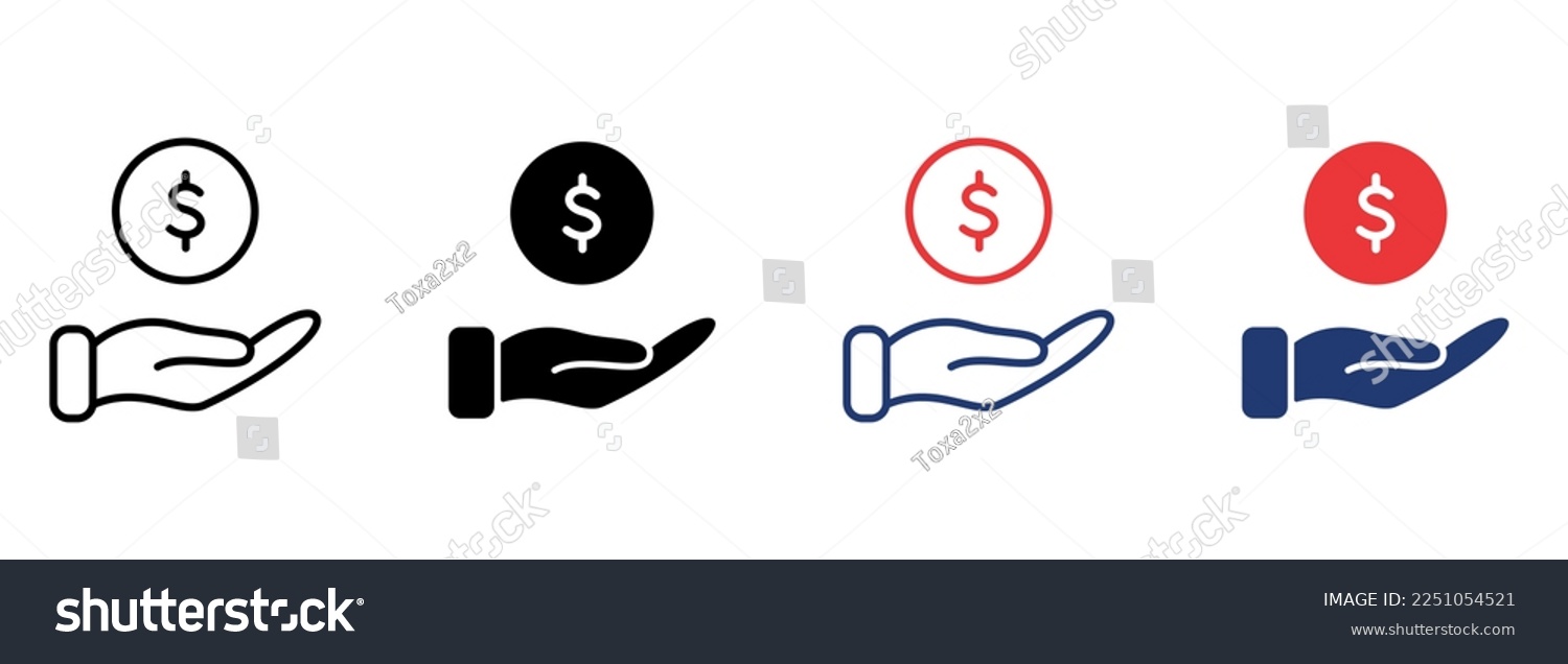 SVG of Hand with Dollar Coin icon. Charity and Donation Concept. Financial Help for Needy. Sponsorship Supporter Icon. Editable Stroke. Vector illustration. svg