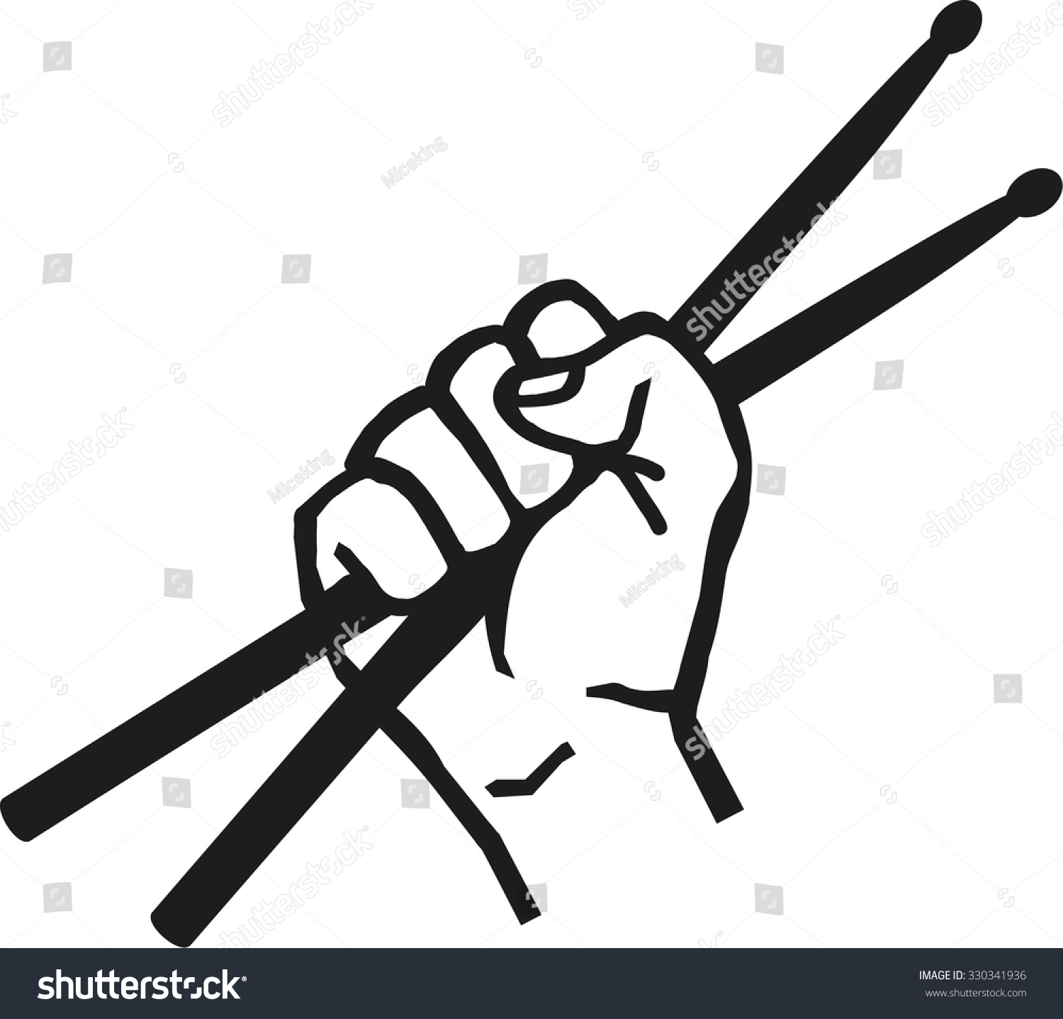 black hand holding drumsticks clip art preview