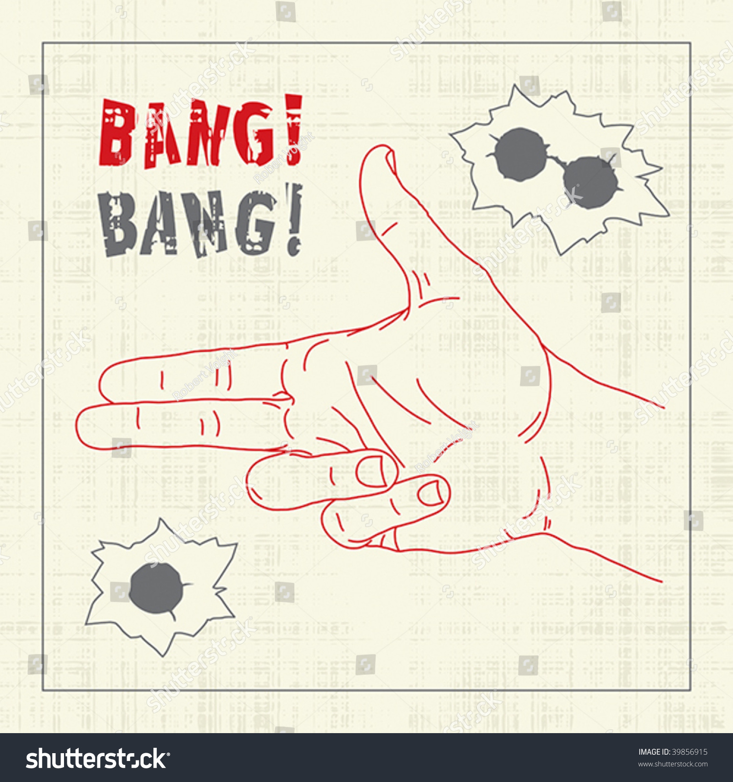 Hand With Shooting Gesticulation And Bullet Holes Stock Vector ...