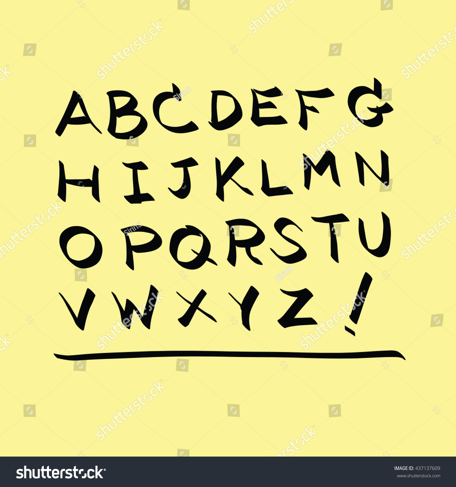 The Alphabet In Calligraphy Brush Stock Vector 10661904 