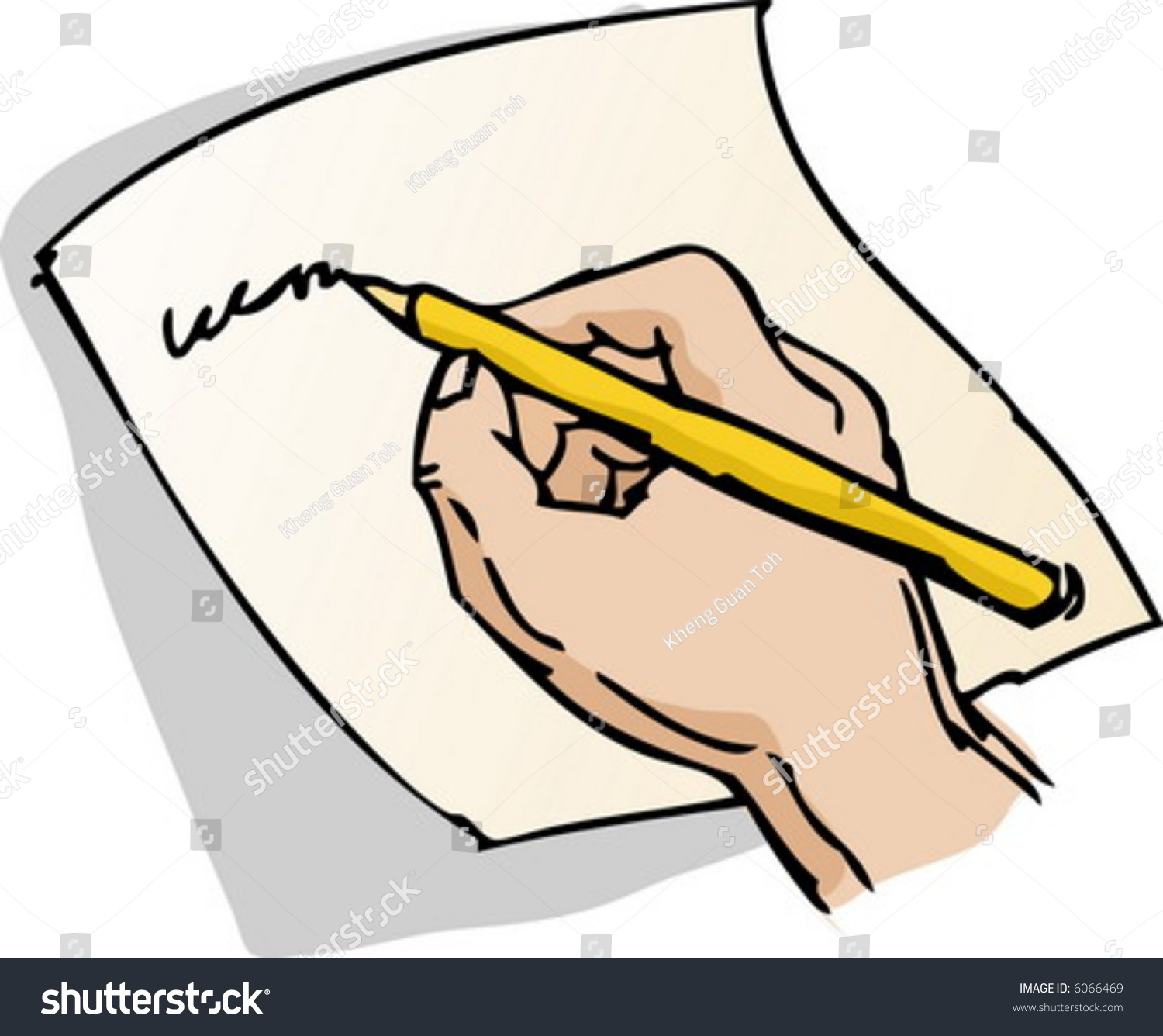 sketch writing pen Stock Piece Writing Paper On 6066469 Lineart Hand Vector