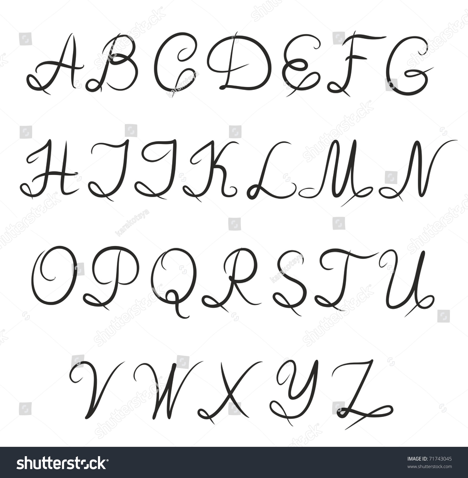 Hand-Written Alphabet Stock Vector Illustration 71743045 : Shutterstock