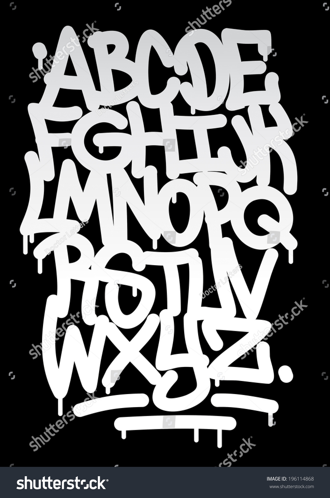 Hand Written Graffiti Font Alphabet Vector Stock Vector Royalty Free