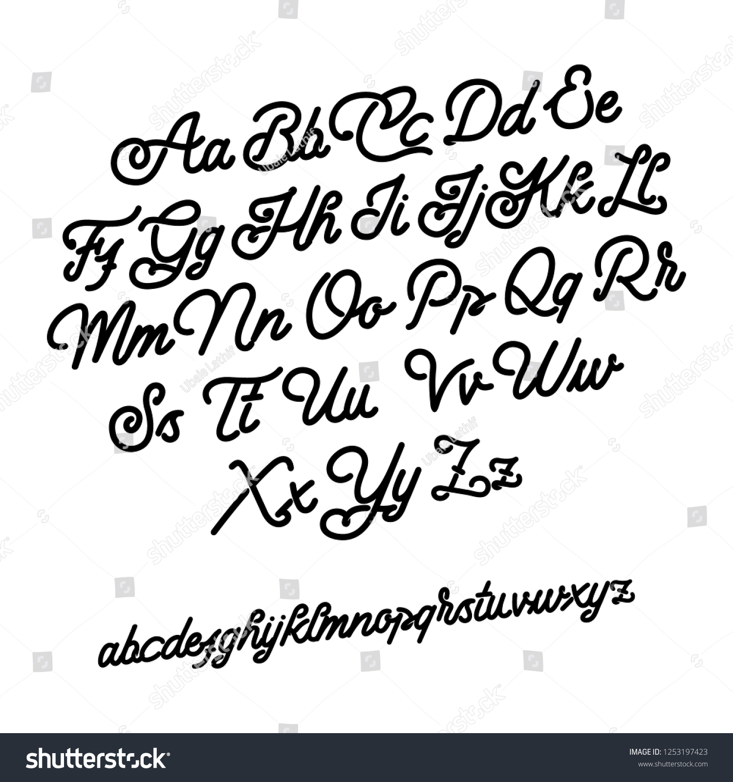 Hand Written Lettering Monoline Font Alphabet Stock Vector (Royalty ...