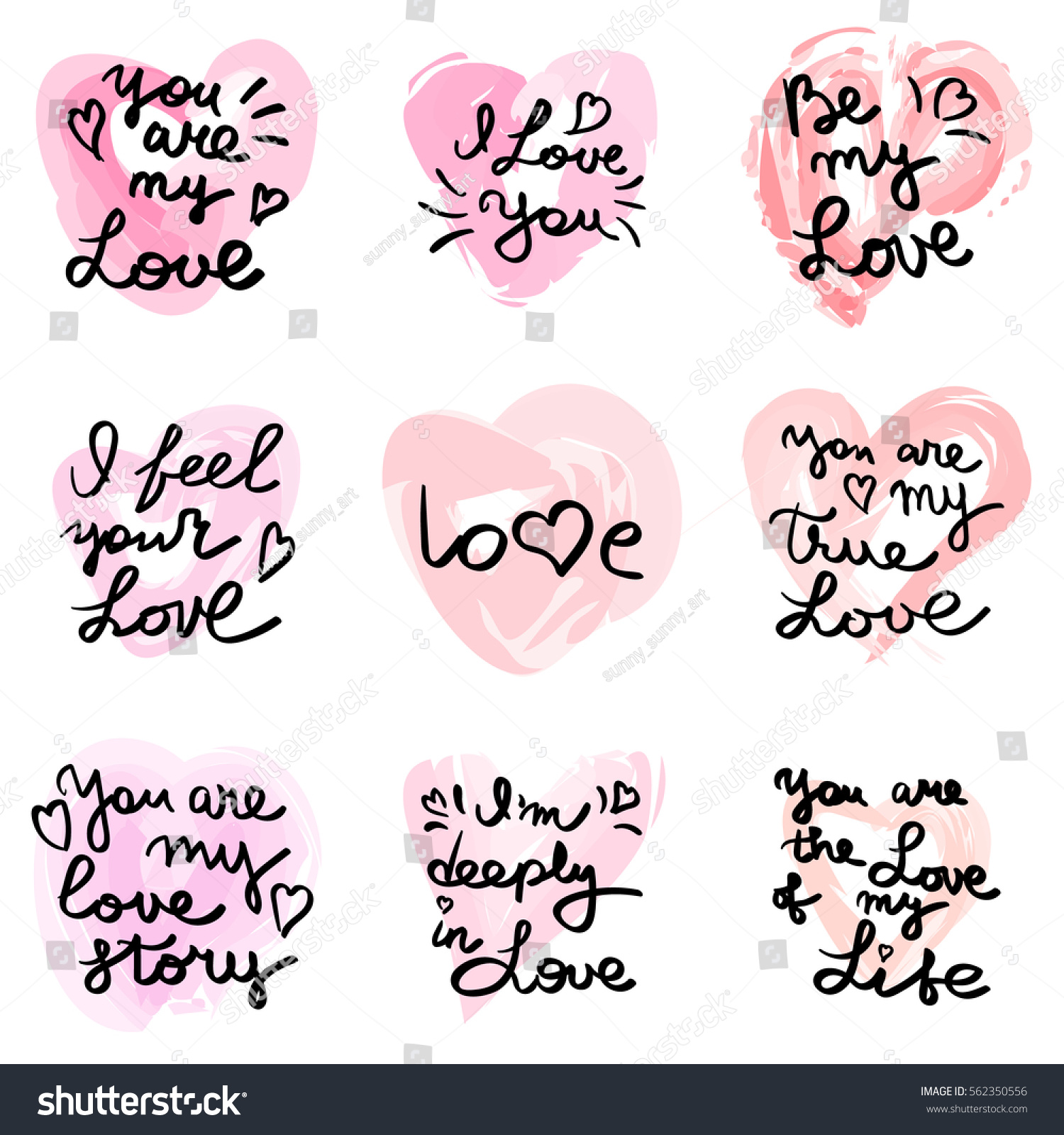 Vector card with sign I love you Valentines day handdrawn lettering