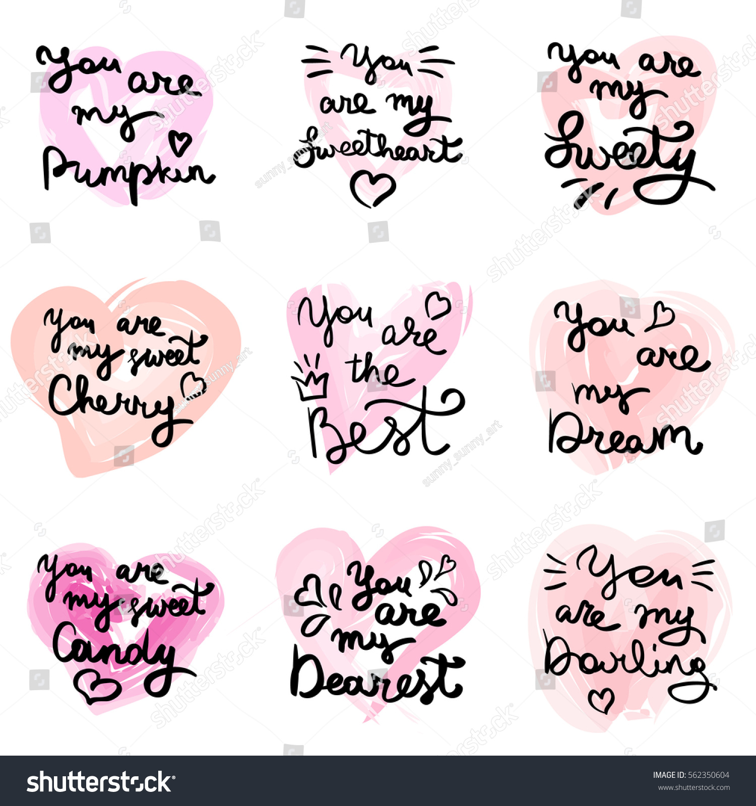 Vector card with sign I love you Valentines day handdrawn lettering