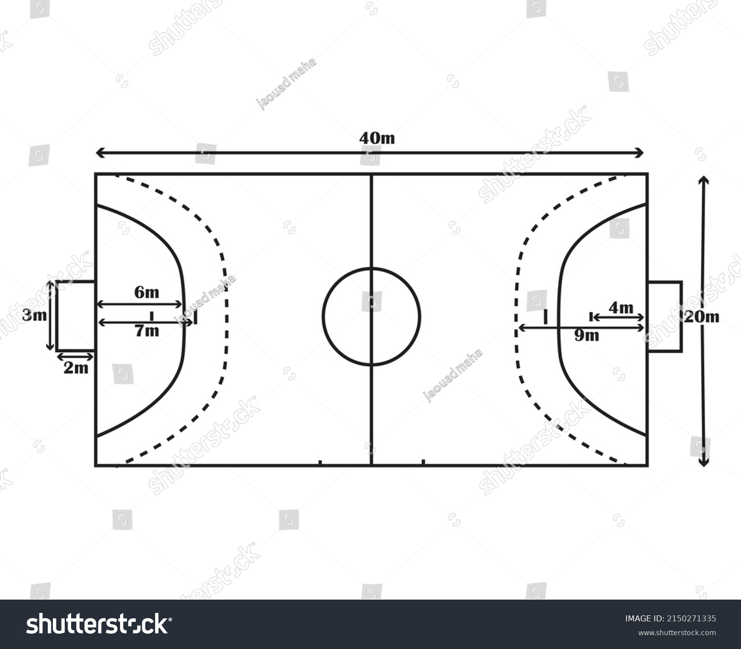 Handball Court Dimensions Vector Illustration Stock Vector Royalty   Stock Vector Handball Court Dimensions Vector Illustration 2150271335 