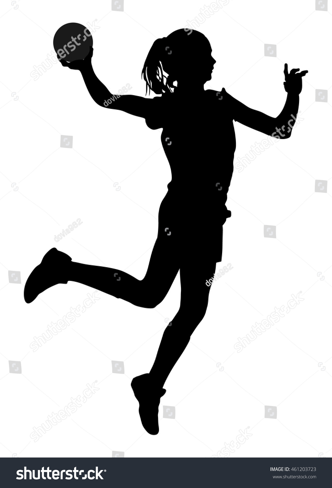 Handball Player Action Vector Silhouette Illustration Stock Vector ...