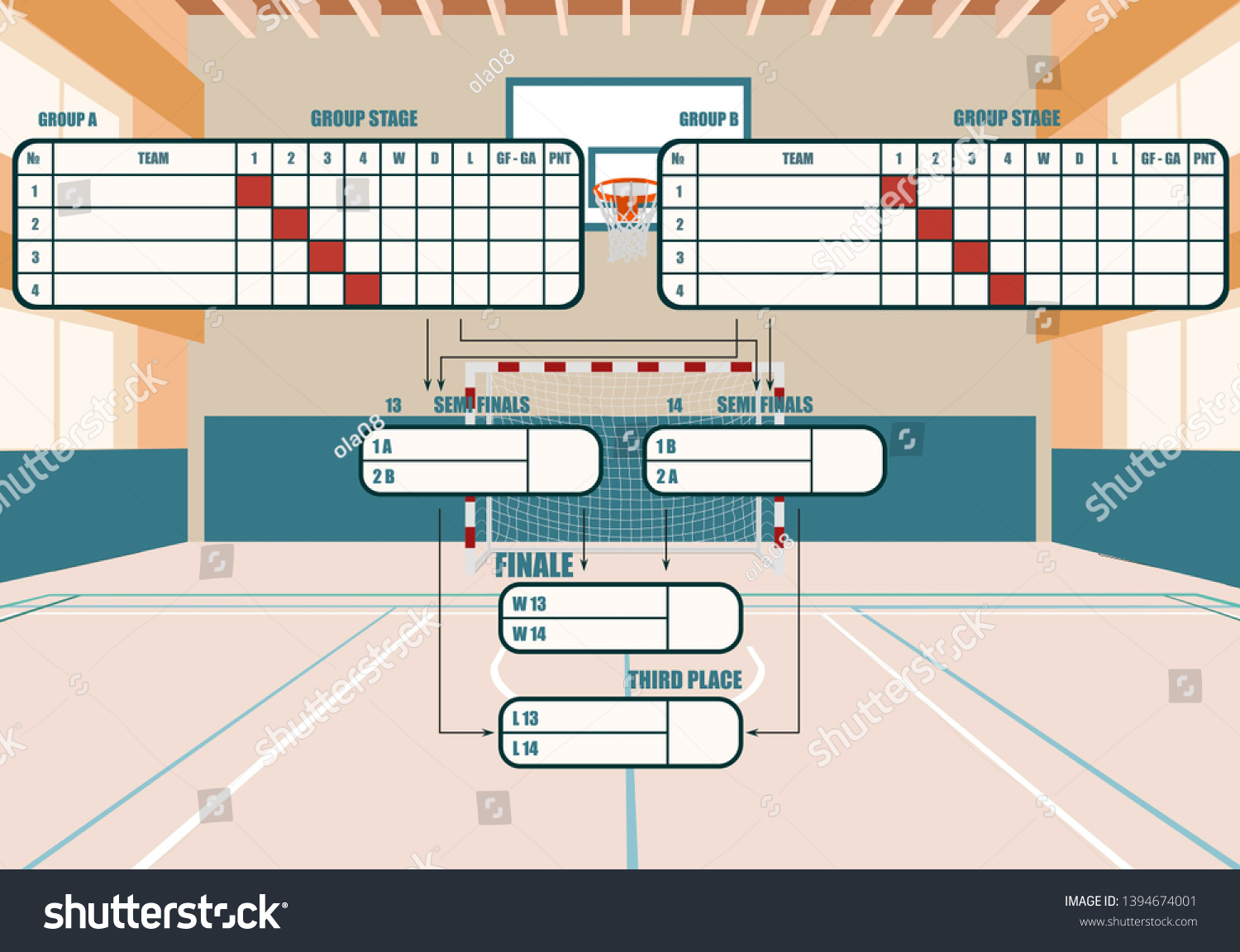 Handball Tournament Tablehandball Gym Markingstournament Table