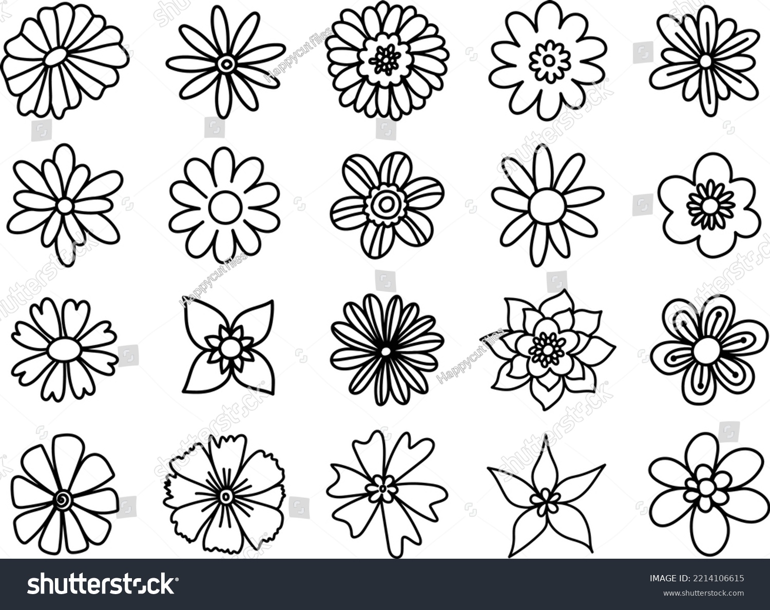 SVG of Handdrawn Flower Floral Clipart Vector Files svg