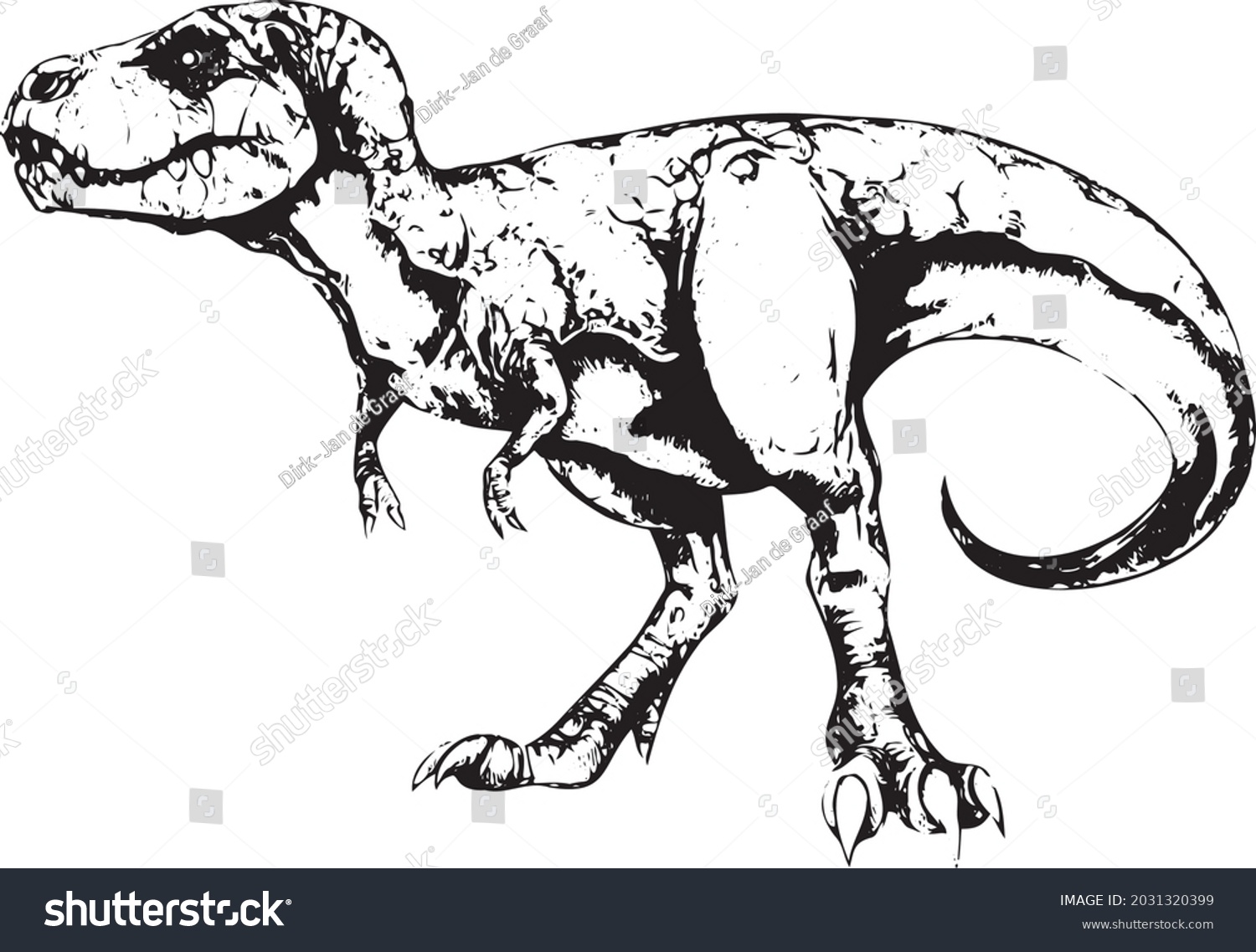 Handdrawn Illustration Tyrannosaurus Rex Converted Vector Stock Vector ...