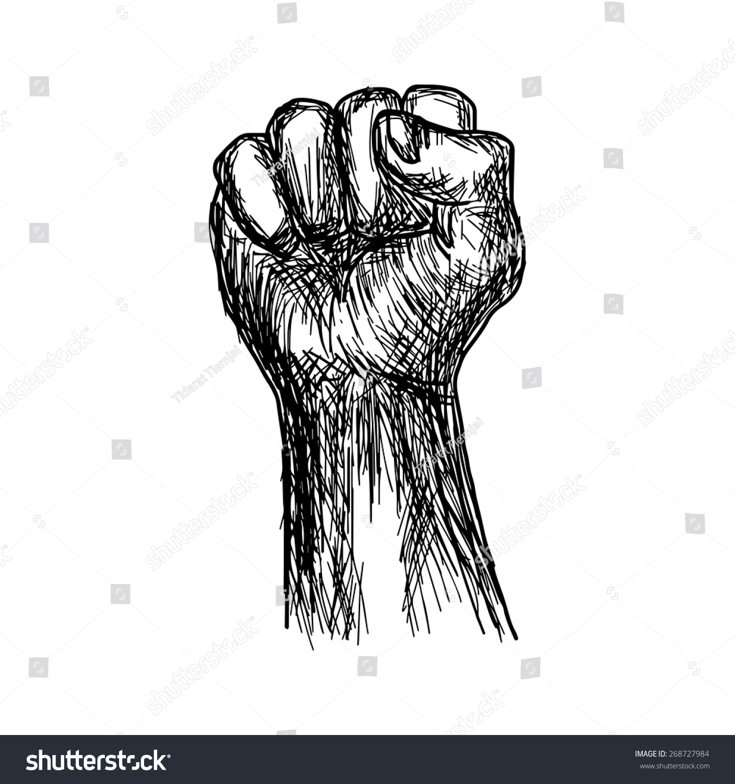 Handdrawn Fist Stylized Vector Illustration Revolution Stock Vector ...