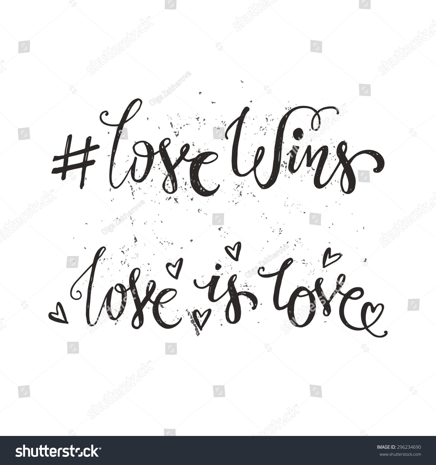 Handdrawn quotes Love Wins and Love is Love LGBT munity design element Gay