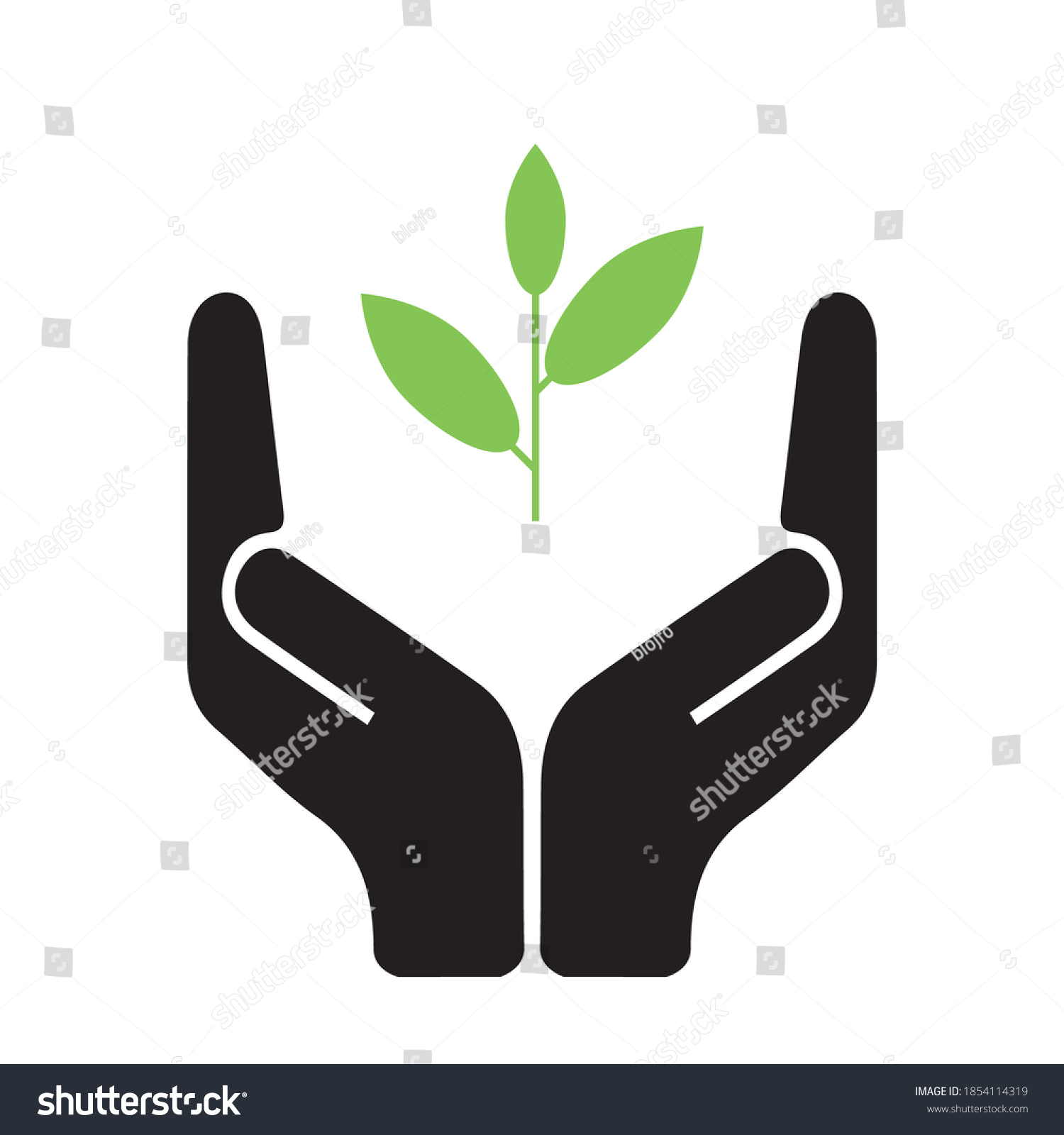 Handle Care Symbol Holding New Plant Stock Vector (Royalty Free ...