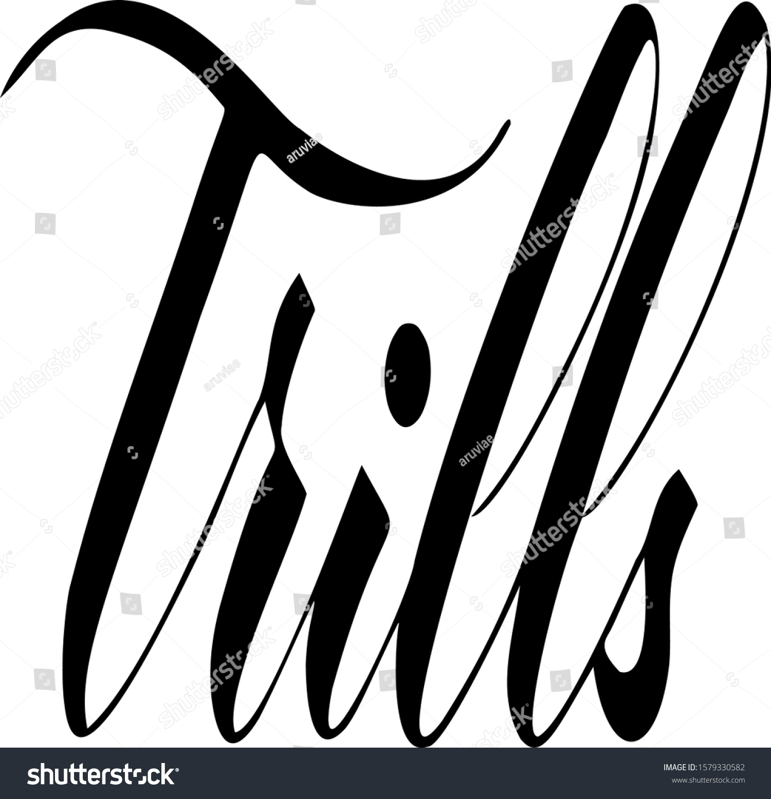 Handlettered Calligraphy Logotype Trills Black Letters Stock Vector ...