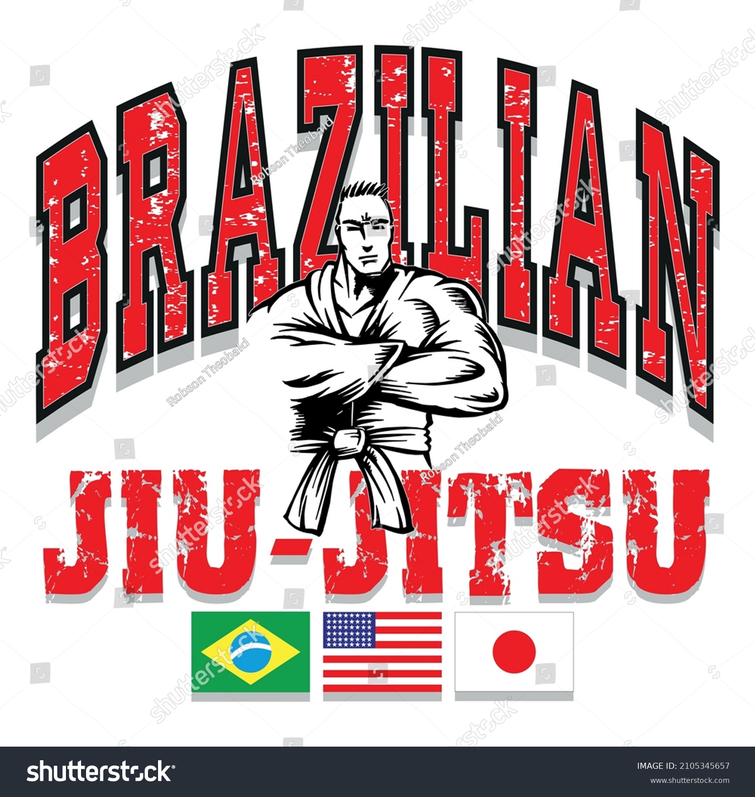 Handmade Vector Illustration Stylized Jiujitsu Fighter Stock Vector ...