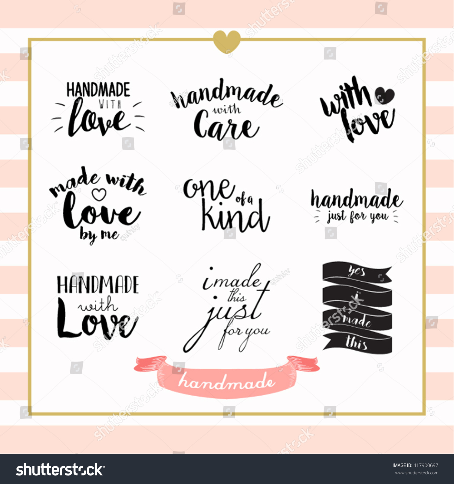 Handmade Love Typography Stamp Vector Design Stock Vector Royalty Free 417900697